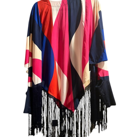 Designer Fringe Poncho By Ripley Rader - Picture 2 of 4